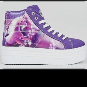 Cute to the Core Purple Unicorn Platform Shoes Size 10